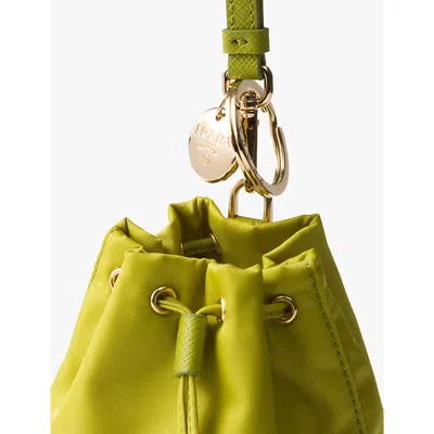 Prada Re-edition 1978 Re-nylon Keychain Pouch In Green