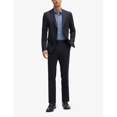 Hugo Boss Slim-fit Shirt In Printed Performance-stretch Jersey In Open Blue