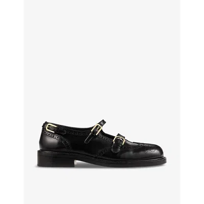 Sandro Buckle-detail Brogues In Noir / Gris