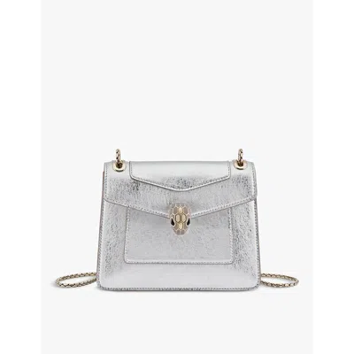 Bvlgari Womens Silver Serpenti Forever Day-to-night Small Stud-embellished Leather Shoulder Bag In Silver
