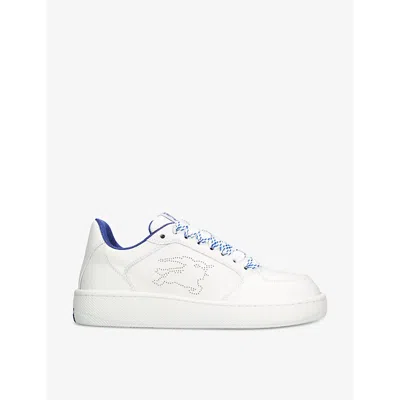 Shop Burberry Womens White Stock Leather Low-top Trainers