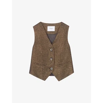 Lk Bennett Womens Cre-ecru V-neck Sleeveless Woven Waistcoat In Cre-ecru