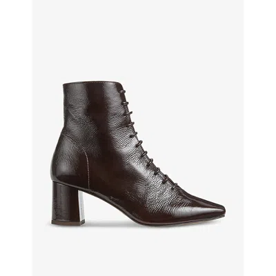 Lk Bennett Womens Bro-dark Chocolate Arabella Lace-up Leather Heeled Ankle Boots In Bro-dark Chocolate