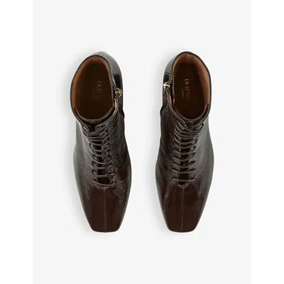 Lk Bennett Womens Bro-dark Chocolate Arabella Lace-up Leather Heeled Ankle Boots In Bro-dark Chocolate