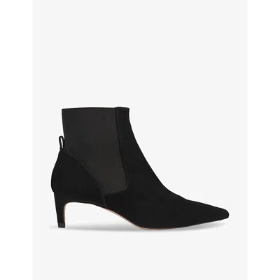 Lk Bennett Womens Bla-black Adya Contrast-panel Suede Heeled Ankle Boots In Bla-black