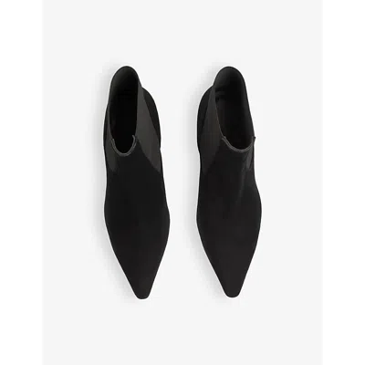 Lk Bennett Womens Bla-black Adya Contrast-panel Suede Heeled Ankle Boots In Bla-black