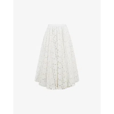 Shop House Of Cb Of Cb Womens Snowdrop Francine Broderie-anglaise High-rise Cotton Midi Skirt