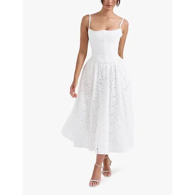 House Of Cb Francine Cotton Eyelet Skirt In Snowdrop