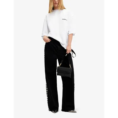 Allsaints Womens White Guardian Graphic-print Relaxed-fit Organic-cotton T-shirt In White