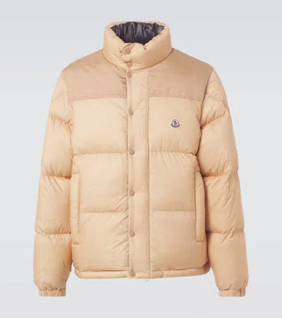 Moncler Reversible Convertible Canvas-trimmed Quilted Shell Down Jacket In Beige