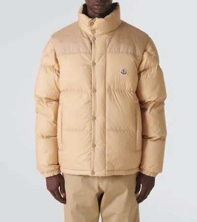 Moncler Reversible Convertible Canvas-trimmed Quilted Shell Down Jacket In Beige