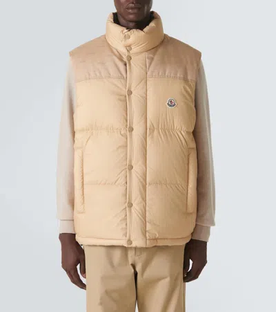 Moncler Reversible Convertible Canvas-trimmed Quilted Shell Down Jacket In Beige