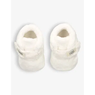 Ugg Cream Baby Bixbee Logo-patch Fleece Crib Shoe In Cream