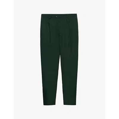 Prada Mens Green Poplin Brand-print Straight-leg Slim-fit Woven Trousers In Green