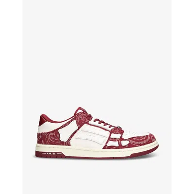 AMIRI MENS AMIRI SKEL TOP BANDANA-PRINT LEATHER LOW-TOP TRAINERS 