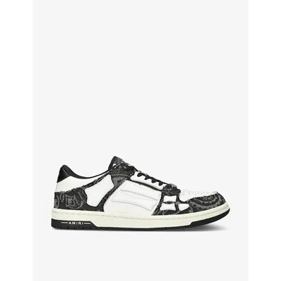 Amiri Multicolor Leather And Fabric Bandana Denim Skel Sneakers In Black