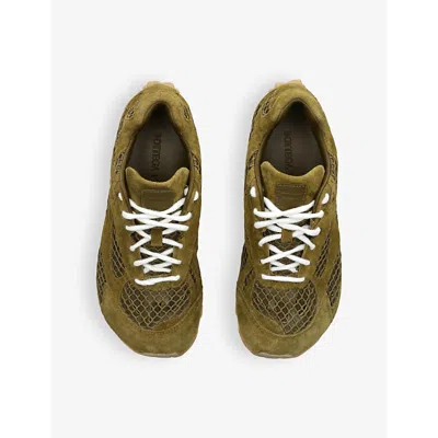 Bottega Veneta Womens Khaki Orbit Suede And Mesh Low-top Trainers In Khaki