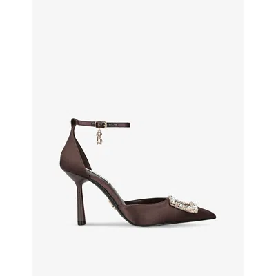 Steve Madden Satin Embellished Accession Pumps 100 In Brown