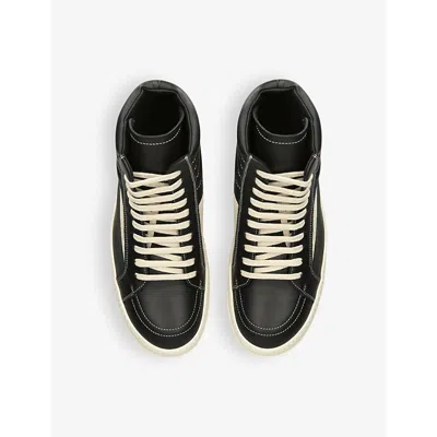 Rick Owens Black Cotton Sneakers With Contrast Stitching And Branded Leather Insole For Women In Blk/white