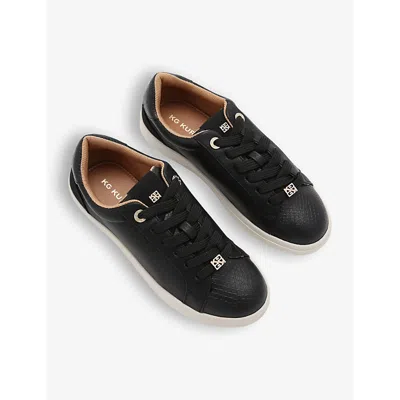 Kg Kurt Geiger Womens Black Eliza Logo-plaque Faux-leather Low-top Trainers In Black