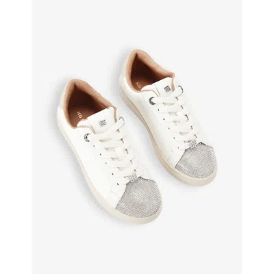 Kg Kurt Geiger Womens White Eliza Gem-embellished Faux-leather Low-top Trainers In White
