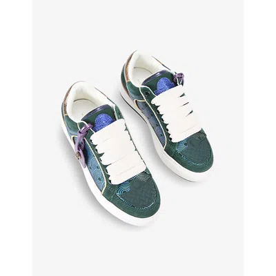 Shop Kurt Geiger Womens  London Southbank Tag Logo-embossed Leather Low-top Trainers In Green Oth