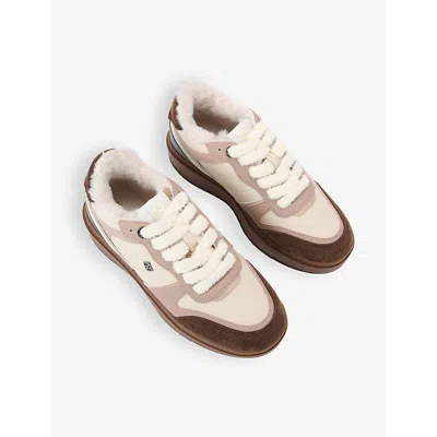 Kg Kurt Geiger Womens Pink Comb Kick Contrast-panel Faux-leather Low-top Trainers In Pink Comb