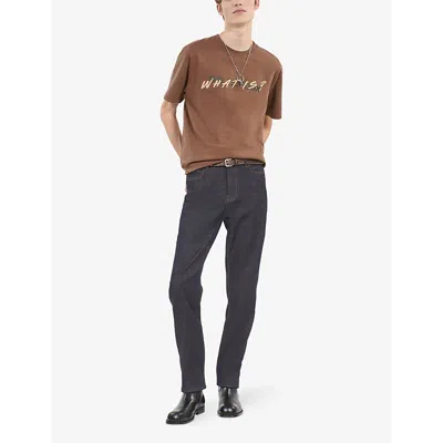 The Kooples Mens Blue Rinse Contrast-stich Slim-leg Stretch-denim Jeans In Blue Rinse