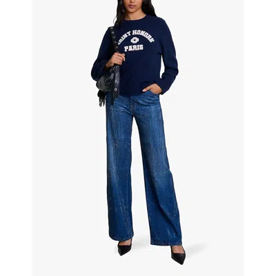 Maje Rhinestone-embellished Jeans In Bleus