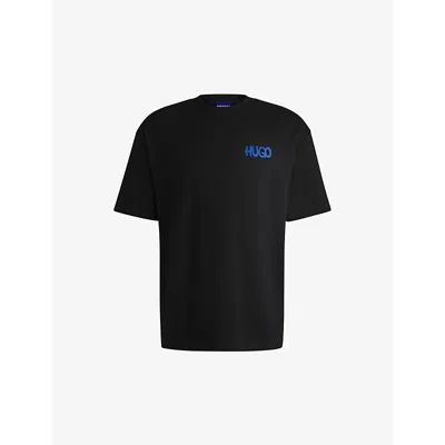 Shop Hugo Boss Mens Black Smiley-face Logo Cotton-jersey T-shirt