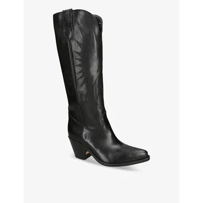 Golden Goose Leather Wish Star Francesca Cowboy Boots 40 In Black