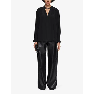 Joseph Silk Crepe De Chine Buci Blouse In Black