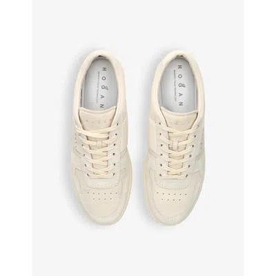 Hogan Smooth And Suede Leather H-tv Sneakers In White