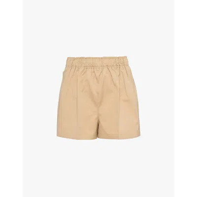 Prada Womens Neutral Elasticated-waist Cotton-poplin Shorts In Neutral