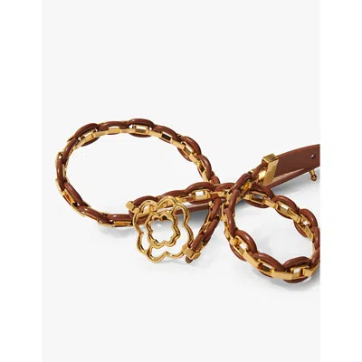Maje Womens Bruns Interwoven Brass Belt In Bruns