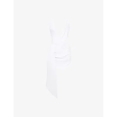 Mistress Rocks Womens White Plunge Draped Woven Mini Dress In White