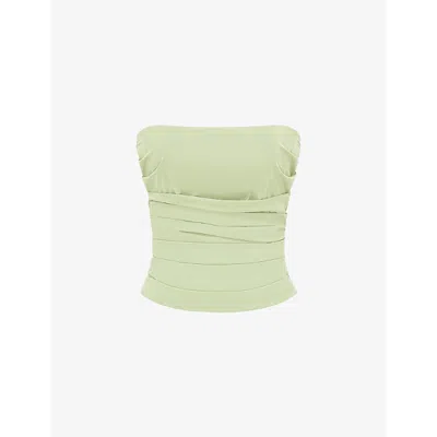 Mistress Rocks Womens Pear Pleated Strapless Woven Corset Top In Pear