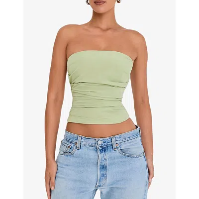 Mistress Rocks Womens Pear Pleated Strapless Woven Corset Top In Pear