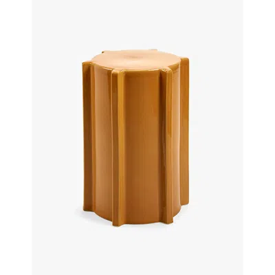 Serax Ocher Marie Michielssen Pawn Geometric Stoneware Side Table 45.4cm In Ocher