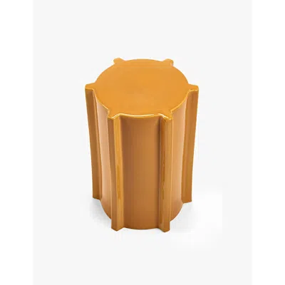 Serax Ocher Marie Michielssen Pawn Geometric Stoneware Side Table 45.4cm In Ocher