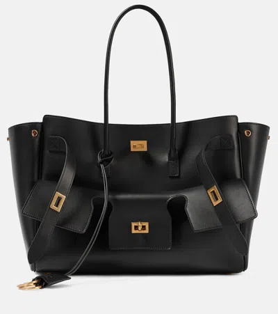 Balenciaga Women Black Leather Medium Carry All Bel Air Shopping Bag In Black