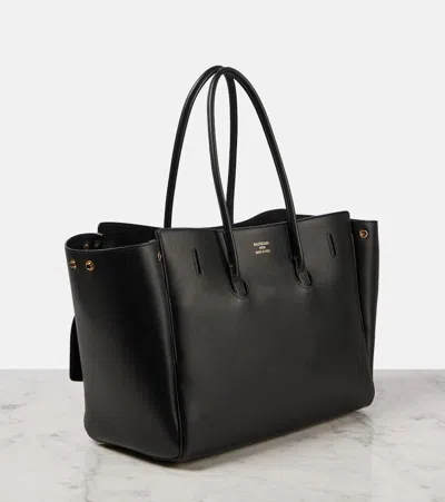 Balenciaga Women Black Leather Medium Carry All Bel Air Shopping Bag In Black