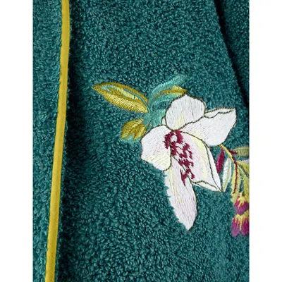 Yves Delorme Womens Multicoloured Panaroma Floral-embroidered Organic-cotton Bathrobe In Multicoloured