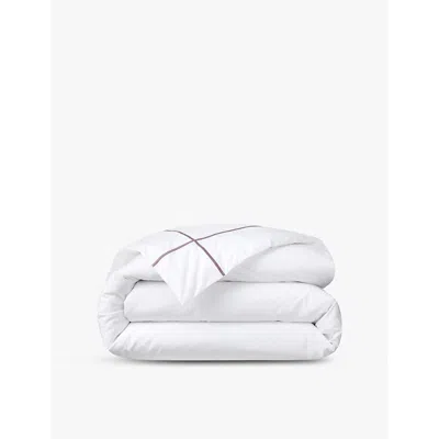 Yves Delorme Iris Athena Bourdon-stitch Double Organic-cotton Duvet Cover In Iris