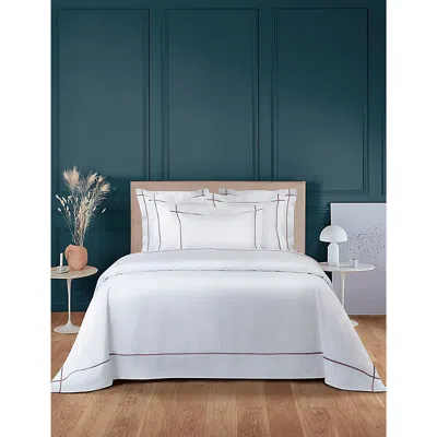 Yves Delorme Iris Athena Bourdon-stitch Double Organic-cotton Duvet Cover In Iris