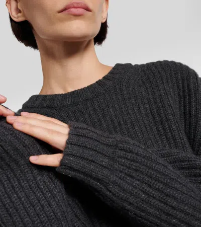 Khaite Manuela Ribbed-knit Cashmere Sweater In Black