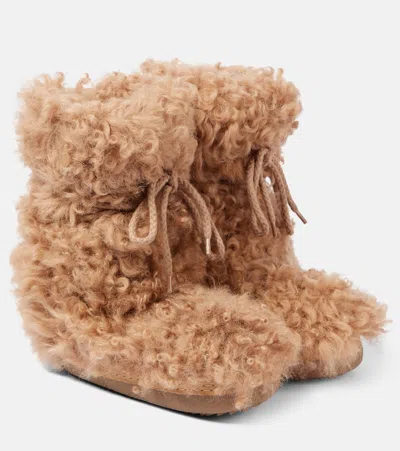 Shop Inuikii Long Curly High Shearling Snow Boots In Brown