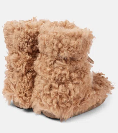 Inuikii Long Curly High Shearling Snow Boots In Brown