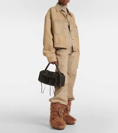 Inuikii Long Curly High Shearling Snow Boots In Brown