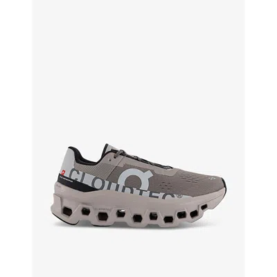On-running Womens Cinder Fog F Cloudmonster Chunky-sole Mesh Low-top Trainers In Cinder Fog F